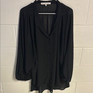Symphony Black Long Sleeve High-Low Blouse